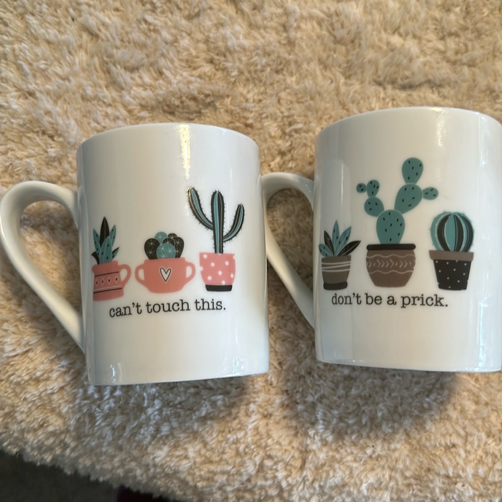 10 Strawberry Street white coffee mugs. 2 mugs with different logos.
